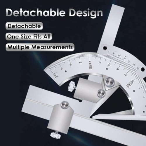 JBGYNU Vernier Bevel Protractor, 0-320° Angle Measuring Tool with Storage Box, 0.02 High Accuracy, Carbon Steel Protractor Rulers, for Woodworking, Carpenter, Construction