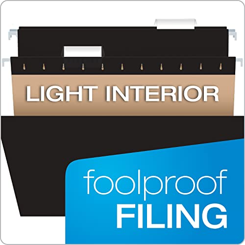 Pendaflex Black Hanging File Folders, 1/5 Cut Adjustable Tabs, 50 Pack