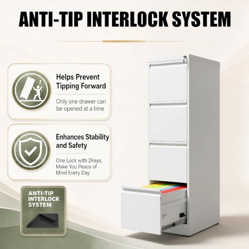 FOSTOKO 4 Drawer File Cabinet for Home Office, Vertical Filing Cabinet