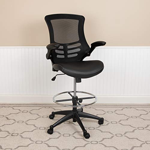 EMMA + OLIVER Mid-Back Black Mesh Drafting Chair