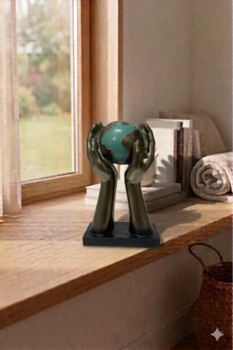 Decorative Tabletop Globe 18x30 inches | Handcrafted Bronze Finish World Map Sculpture | Vintage Style Desk Accessory for Home & Office | Educational & refined Gift
