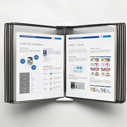 Wall Mounted a3 Poster Flip Book Display with 10 Panels and 20 Pockets(PVC+Metal) 45×32×8CM (Color : A)