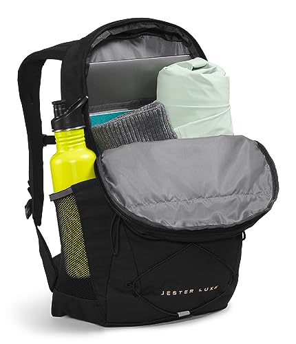 The North Face Women's Jester Luxe Everyday Laptop Backpack, TNF Black/Burnt Coral Metallic, One Size