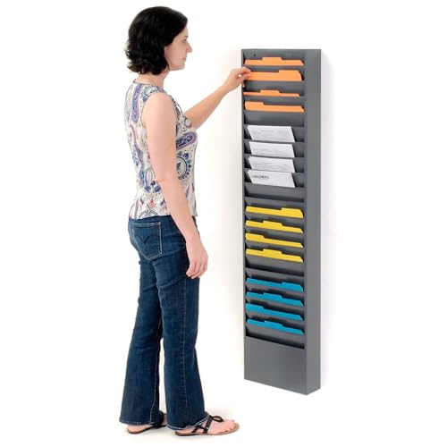 Global Industrial Steel Medical Chart Hanging Wall File Holder, 20 Pockets