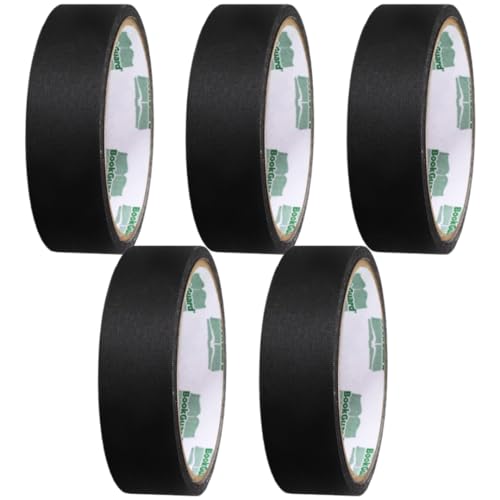 BookGuard 1 Inch Black Book Repair Cloth Tape 5 Yard Roll, Case of 5