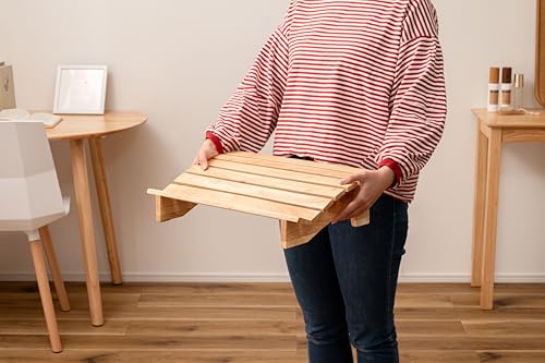 PaletteLife Wooden Footrest, D11.42 xW17.72 xH4.93 (29x45x12.5cm), 1x1.5 ft, Medium, Natural Ashwood, Ergonomic Design