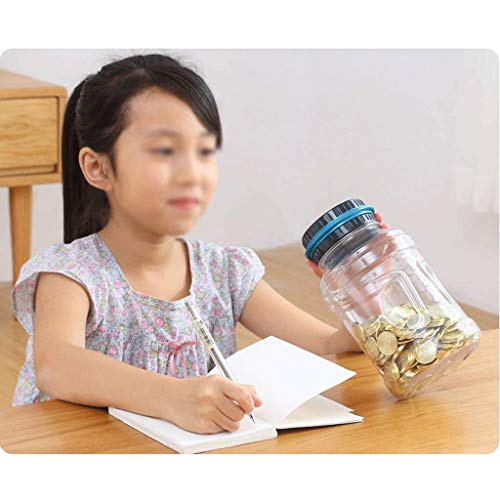 PGNEX Digital Piggy Bank Counter, Automatic UK Coin Counting Jar Money Box for Kids and Adult, Safe Money Bank Coin Saving Pot Container with Display(White-Dinosaur Doodle4)