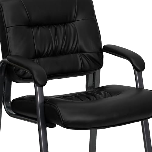 Flash Furniture LeatherSoft Reception Chair, Black/Titanium Gray
