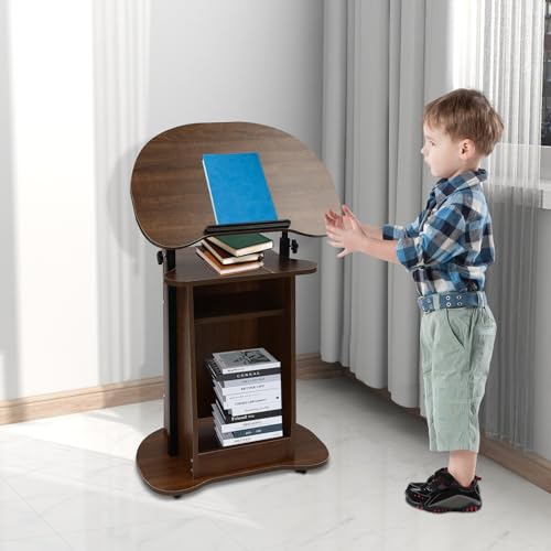 Portable Lectern Podium Stand Mobile Podium Stand Sit-to-Stand Laptop Cart