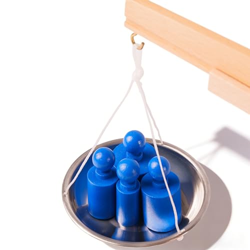 penepico Premium Montessori Balance Scale - Solid Beechwood Base, Wooden Weighing Toy for Kids 3+, Teach Measurement & Mass, 15.3" STEM Math Manipulative, Homeschool Classroom
