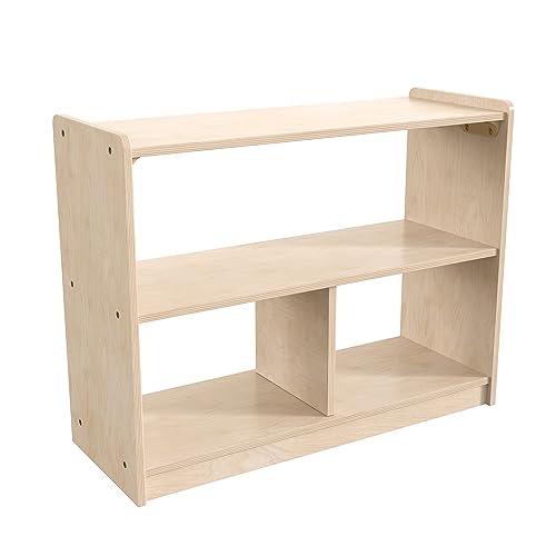 Classroom Essentials Commercial Grade 3 Section Modular Wooden Classroom Open Storage Unit, Safe, Kid Friendly Design, Natural