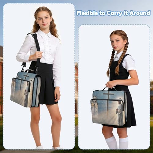 KJIZMO Jesus Zipper Binder with Shoulder Strap 3 D-Ring Binder Bag for Organized Storage Document & Laptop
