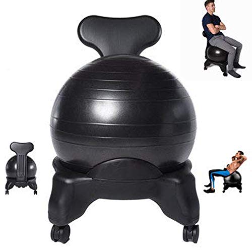 YUEWO Yoga Ball Chair Balance Ball Chair Exercise Stability Ball Premium Ergonomic Chair Home Office Fitness Seat Office Chair Stool Chair Desk with Air Pump Black