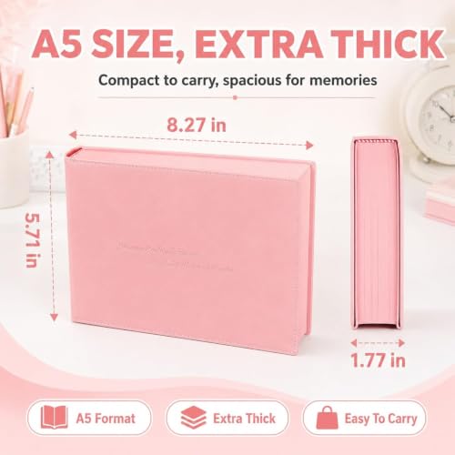 narauti Thickened Color Brick Notebook, A5 720 Hardcover Journal with PU Leather Cover, Solid Pages, Thick Paper, Ribbon Bookmark, Cute Diary Planner for School Office Study Travel Gift (#01)