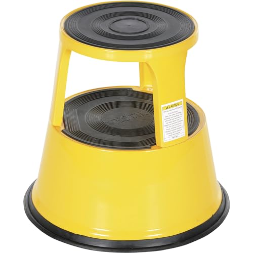 Vestil STEP-17-Y Steel Rolling Step Stool 17 In. Top Step Height 500 Lb. Capacity Yellow