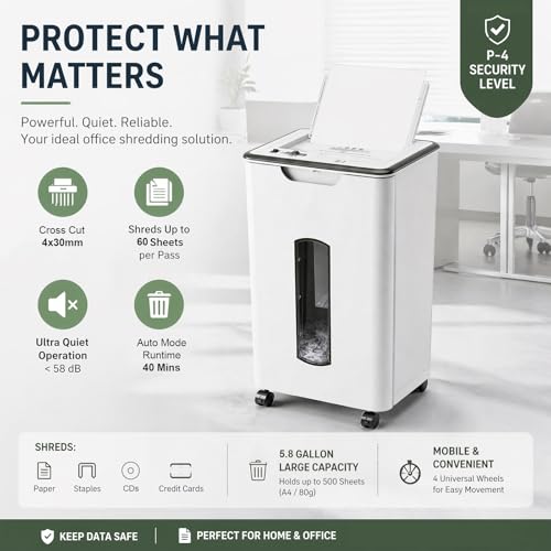 Wingwise 60 Sheets Auto Feed Paper Shredder for Home Office