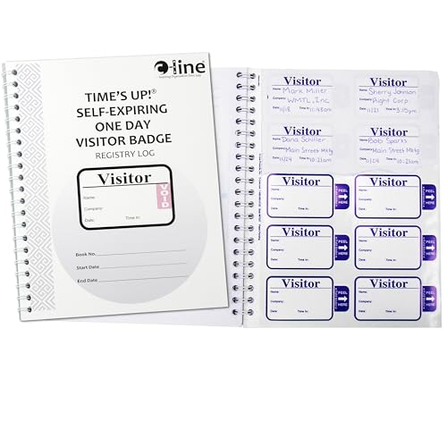 C-Line Time’s Up Self-Expiring Visitor Badges with Registry Log (97009)