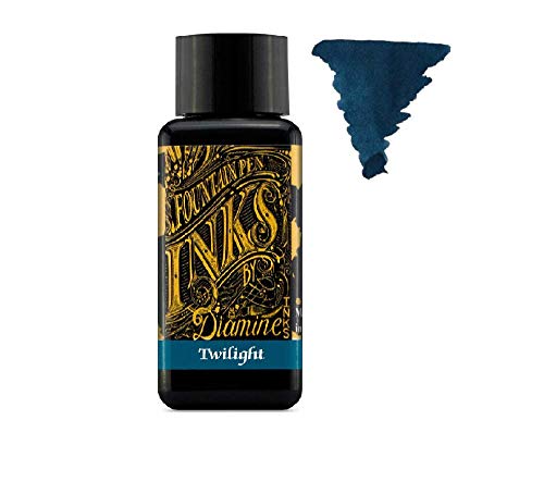 Diamine Fountain Pen Ink 30 ml - Base Colour - 6 x Bottles - Sepia, Green Black, Earl Grey, Ancient Copper, Twilight, Jet Black
