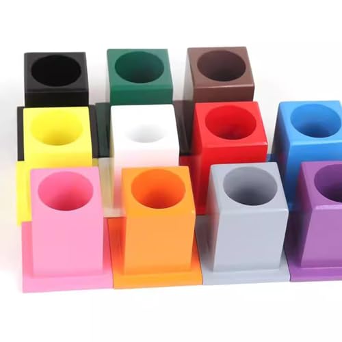 LLTCMAOYI Montessori 11-Color Square Pen Holder, Craft Supply Organizer, Classroom Storage Caddy Case