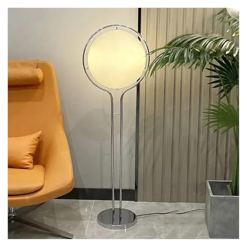 Sadaug Creative Desk Lamp Chrome Metal White Acrylic Ball Lights Modern Art Lighting Living Study Room Home Decor Floor Lamp Adjustable Height 98-110 inches