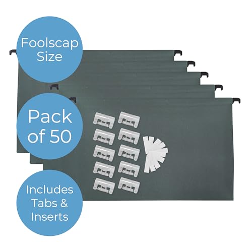 Cathedral FS50 Value Foolscap Manilla Suspension Files - Green (Pack of 50)