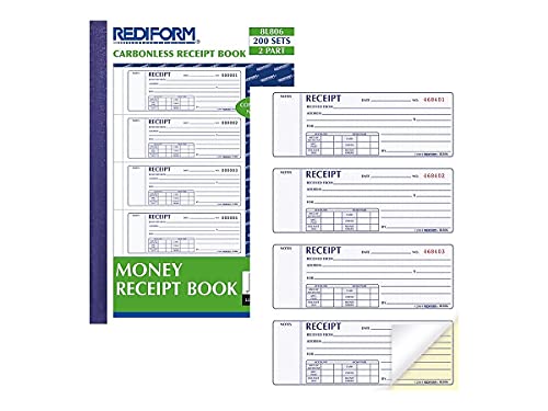 Rediform 8L806 Money Receipt Book 2 3/4 x 7 Carbonless Duplicate 200 Sets/Book