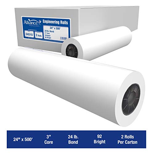 Alliance Wide Format Paper 24" x 500' Rolls Bond Engineering (24lb | 2 Rolls, 24 In x 500 Ft | 3" Core)