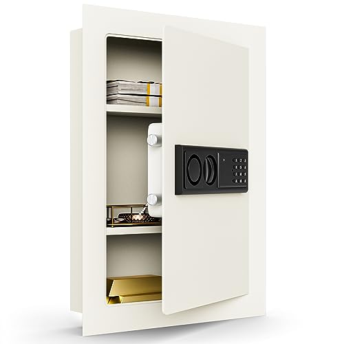 Giantex Electronic Wall Hidden Safe Security Box, Built-In Wall Electronic Flat Security Safety Cabinet (White)