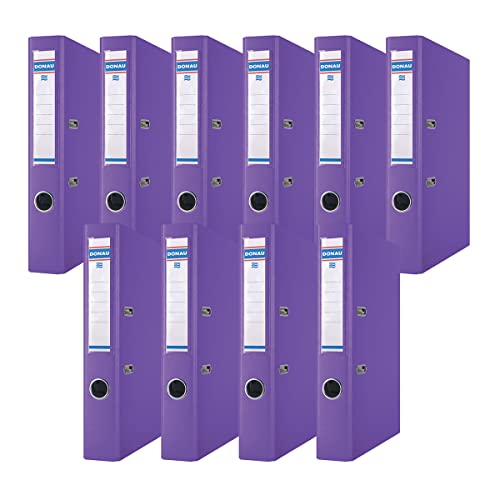 Donau Binder Lever Arch File/Folder Slim Pack of 10 / DIN A4 / 5 cm / 10 Pieces/Purple/Plastic Cover PP/Cardboard Paper