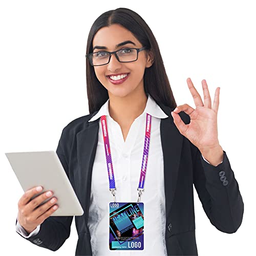 Array Stars Personalized Full Color Sublimation Lanyards - Pack of 100 - Custom Neck Straps for Cellphone, Identity Badges, Employee IDs