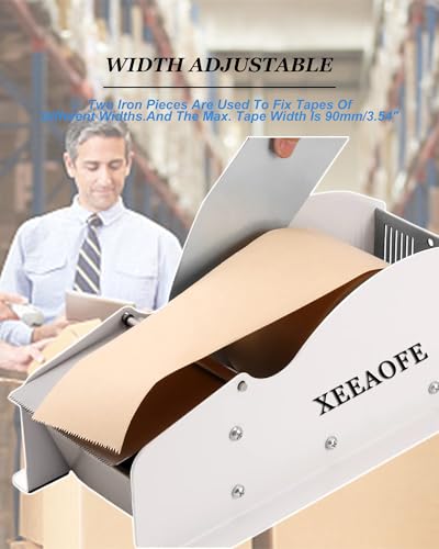 Water-Activated Tape Dispenser, Manual Width-Adjustable Kraft Gum Tape Dispenser for 0.98-3.54" Wide Tape, All-Body Steel Packing Tape Dispenser