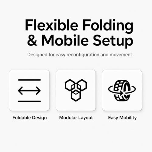 RIXNOMA Folding Conference Table with Wheels, Modular Joinable Training Table with Locking Casters for Office, Classroom, Meeting Room and Training Room