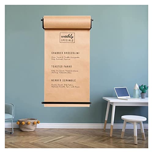 LZMZMQ Black Metal Kraft Paper Dispenser & Cutter, Wall Hanging Butcher Paper Roll Holder with Cutting Bar, for Drawing/Writing, 164 ft Long Kraft Paper Roll (Size : Steel Frame Wide-37cm/14.5in)