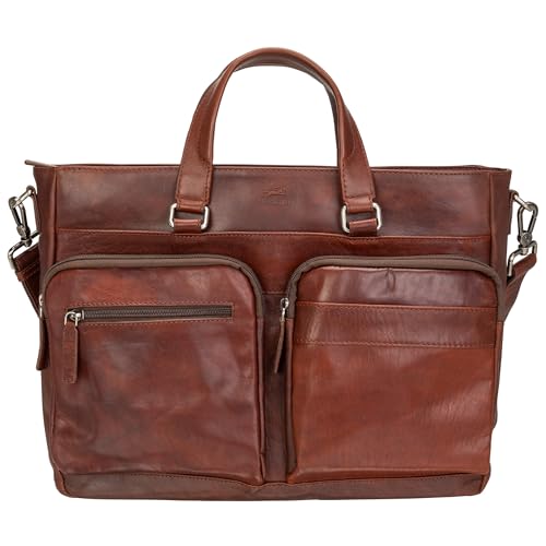 Mancini Buffalo Tote Bag for 14" laptop, Brown, RFID Blocking, Laptop Bag