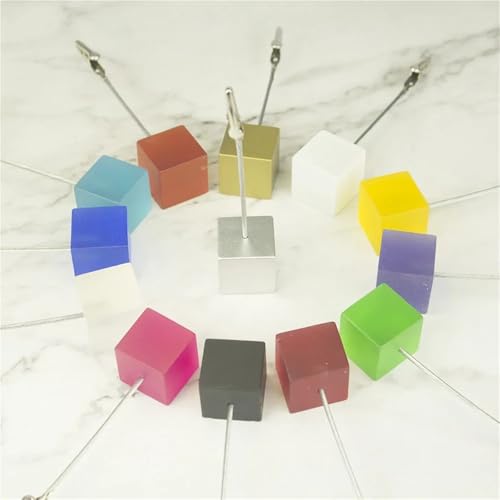Memo Clip Holders Stand with Alligator Clasp 50 PCS Cube Stand Photo Holders,Resin Base Memo Note Clips,Table Wedding Place Card Clamp(Blue)