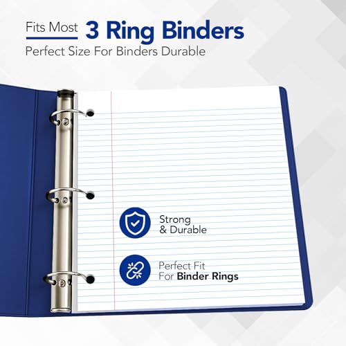 Kaisa Filler Paper Notebook Paper College Ruled 8"x10.5" Loose Leaf Paper for 3-Ring Binders 1800 Sheet/pack,12pack (Total 1800 Sheets)
