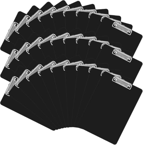 30 Pack Black Clipboards,Black Plastic Clipboards Bulk