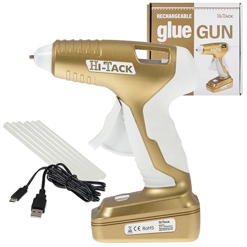 HI-TACK Hot Glue Melt Gun, Fine Tip, Rapid Heat, High Temperature, DIY, Art, Craft, Repairs, Cards - 10-20 Watt Cordless