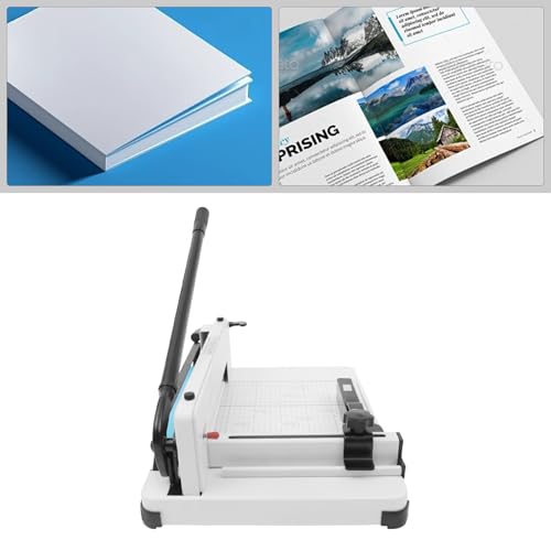 YUYFCC 12 Inch Heavy-Duty Guillotine Paper Cutter, HSS Replaceable Blade Paper Trimmer, 400 Sheet Capacity, Cold-Rolled Steel Base with Safety Lock for A4 B5 A5 B6 B7 Paper for Office School Library