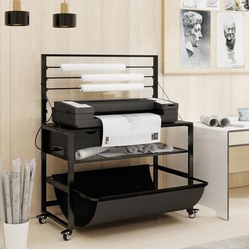 Natwind Wide Format Printer Stand, Plotter Workbench Table,Black