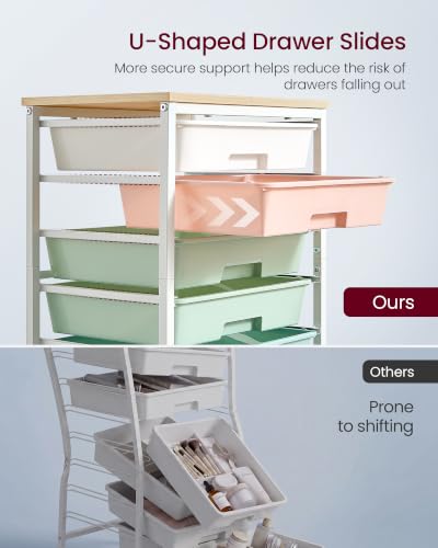 VASAGLE Rolling Cart with Drawers, Craft Organizers and Storage, Multicolor