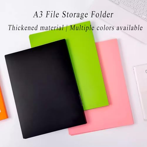 A3 Display Books 20 Pockets Folders with Pockets, Book Document Presentation Project Folder Pack of 2/Pink(Black)