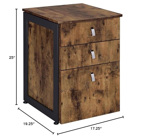 LOONGYOON 3 Drawer Wood Vertical File Cabinet for Office Home School Versatile Filing Organization Storage Cabinets Under Desk Office for Letter Size Printer Stand Assembly Required Antique Nutmeg
