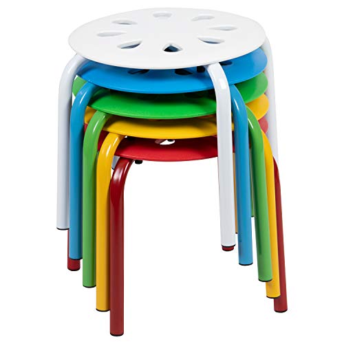 Flash Furniture 11.5" Steel Nesting Stack Stools, Assorted, 5-Pack