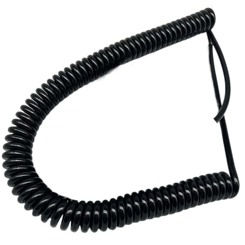 Coiled Mains Flex Curly Spring Cord 2 Cores 1.5mm2 0.5m 1m Retractable