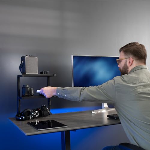 VIVO Black Clamp-on 13 inch 2-Tier Desk Shelf, STAND-SHELF2C