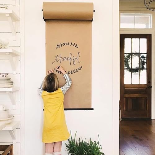 LNNW Kraft Paper Dispenser Wall-Mounted Kraft Paper Display Rack for Office Organizing to-Do Lists, Doodle Boards, Easy to Hang Decorative Message Boards for Wall(26.3inch/67cm W)