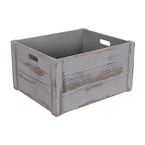 XAWSOP Record Storage Shelf Vinyl Record Storage Crate, Retro Vintage Record Storage Case with Handle, Wooden Album Storage Holder Record Organizer Box Record Holder,White,Gris