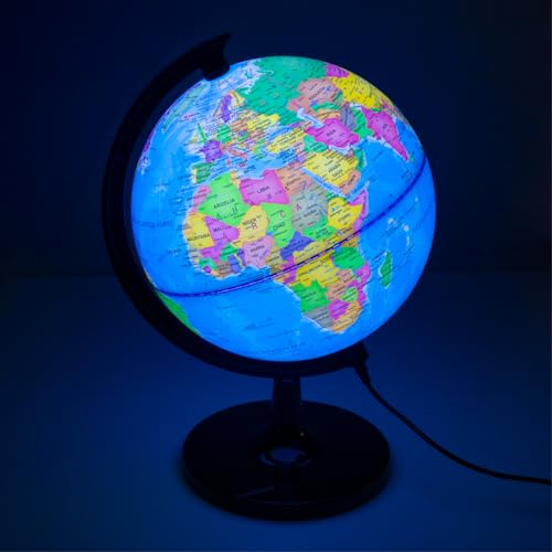Raylu Paper - Illuminated and Rotating Globe Cartography and Meridian Spain World Dial (Blue, 32 cm)