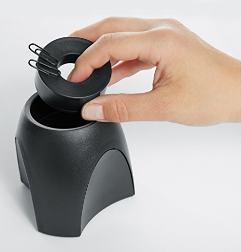 HAN 1752-31, Delta Paper Clip Dispenser. Attractive, Elegant and Stylish. Premium Quality with Ring Magnet, Light-Grey/Black
